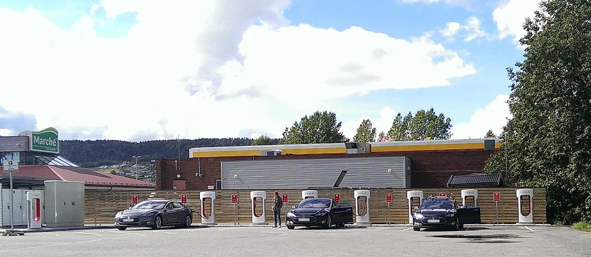 Tesla Charge Station, Lier, Norway