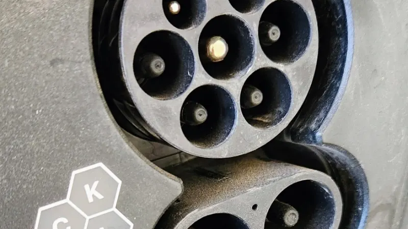 Type 2 (EU) charge connector of a Tesla Model Y