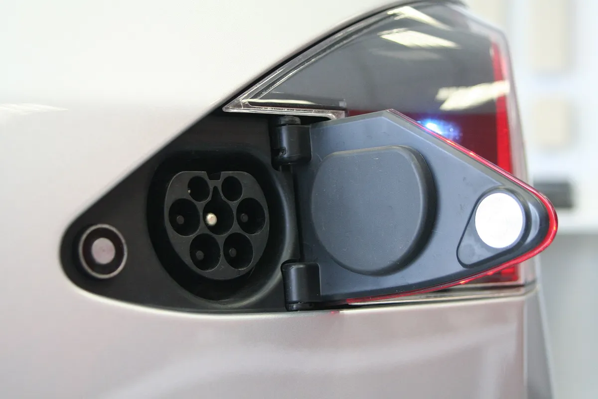 European w:Tesla Model S w:Type 2 connector charge port. Photographed at Frankfurt Tesla showroom